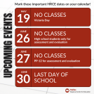 Upcoming important dates